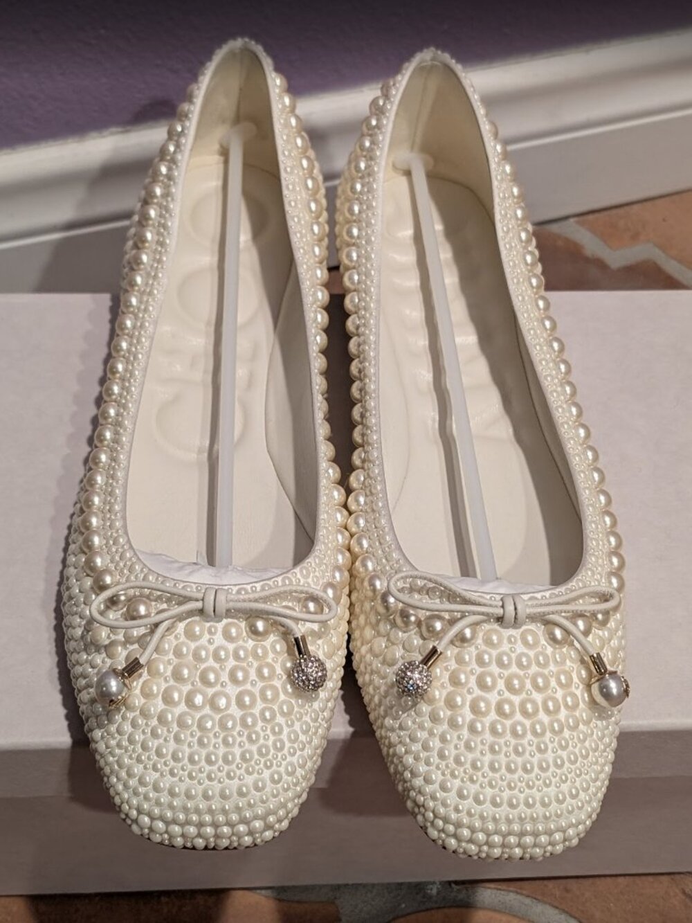 Jimmy Choo Elme Pearl-Embellished Ballerina Shoes 41 - Picture 4 of 7